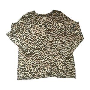 Chicos XL Leopard Print Long Sleeve Top Country Granny Core Y2K
